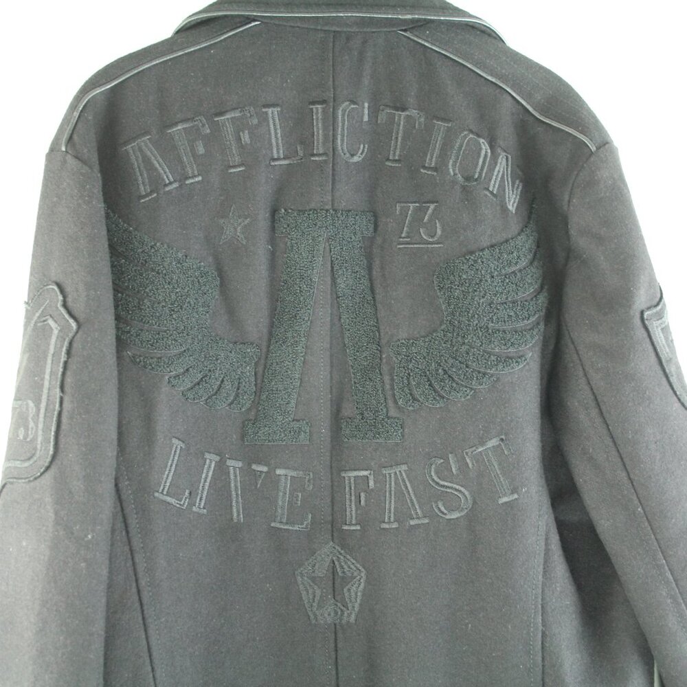 Affliction Black Double Breasted Embroidered Skul… - image 6
